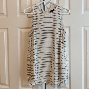 Black and White Striped Sleeveless Blouse